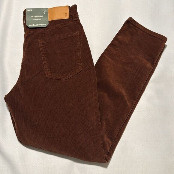 Corduroy Pants Mens 30 30 Brown Relaxed Taper Mutual Weave - Picture 1 of 4